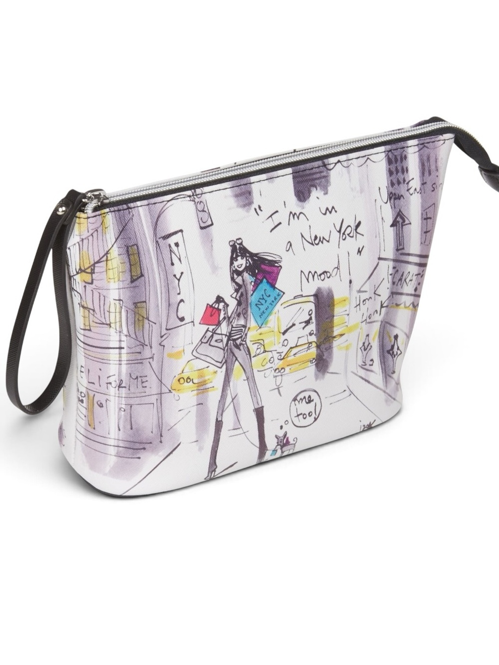 Izak Illustrated Cosmetic Pouch – Purple Sketch Print